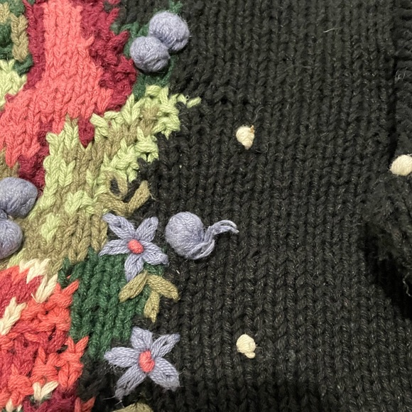 Vintage Susan Bristol 1994 Christmas Wreath Polkadot Ugly Sweater Black Large - Picture 7 of 11